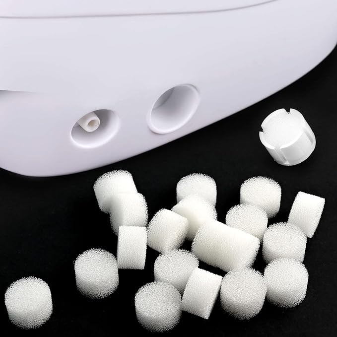 Air Filter Sponge, Compressor Replacement System, Round White Breathable Foam Filters Compatible with Cool Mist Inhaler & Vaporizer Device, Universal Size (0.59in Dia 20 Pcs)