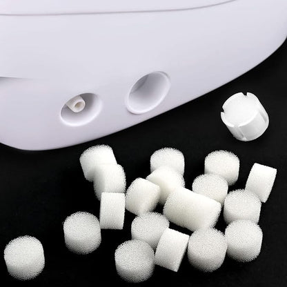 Air Filter Sponge, Compressor Replacement System, Round White Breathable Foam Filters Compatible with Cool Mist Inhaler & Vaporizer Device, Universal Size (0.59in Dia 20 Pcs)