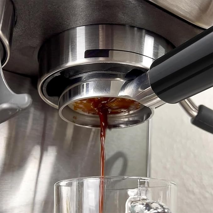 Bottomless Portafilter 58mm, 2 Ears Stainless Steel Bottomless Naked Portafilter Compatible Espresso Portafilters Coffee Wooden Coffee Handle Cup Filter Basket (Plastic material)