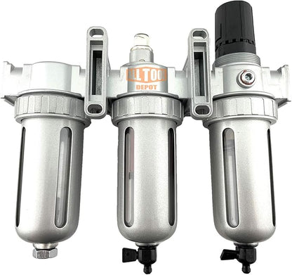 3/8" NPT MID FLOW Filter Regulator Coalescing Desiccant Dryer System For Compressed Air Lines, Poly Bowls, Great For Paint Spray And Plasma Cutter (MANUAL DRAIN)