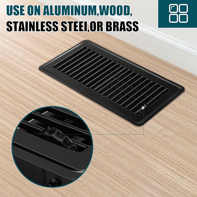 VOISEN Floor Register 4x10, 2 Pack Black Floor Vent Covers,Heavy Duty Steel Walkable Floor Vents,Vent Covers for Home Floor
