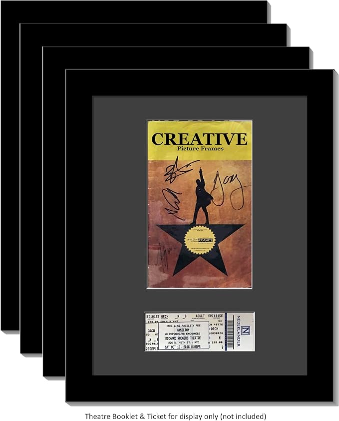 Creative Picture Frames 4Pk11X14-B Black Theatre Frame With Black Matting, Holds 5.5X8.5-Inch Media Plus Ticket Including Installed Wall Hanger (Theatre Bill Not Included, Pack Of 4)