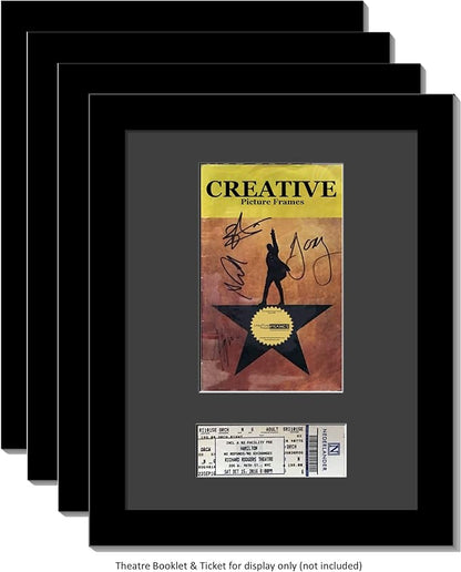 Creative Picture Frames 4Pk11X14-B Black Theatre Frame With Black Matting, Holds 5.5X8.5-Inch Media Plus Ticket Including Installed Wall Hanger (Theatre Bill Not Included, Pack Of 4)