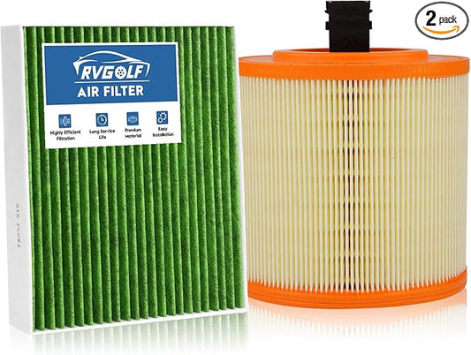 Engine+Cabin Air Filters Kit Fit for 2016-2019 Chevrolet Cruze 1.4L, 2016-2019 Cadillac ATS V6-3.6L (Not Limited) Engine Air Filter Set Replacement Automotive Accessories CF11966 13367308