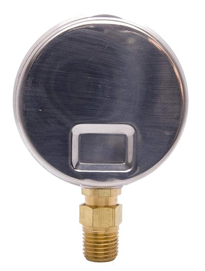2-1/2" Oil Filled Pressure Gauge - Stainless Steel Case, Brass, 1/4" NPT, Lower Mount Connection, 0-3,000PSI