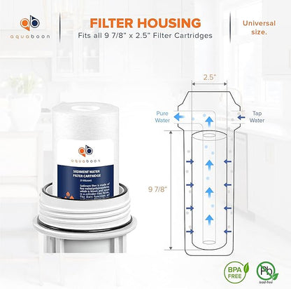 Aquaboon 1 Micron Whole House Sediment Filter 10 x 2.5 for RO & Well Water Filters Replacement Cartridges Compatible with AP110, WHKF-GD05, 6 Pack
