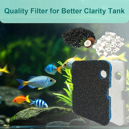 18 Pack Filter Media Compatible with Penn-Plax Cascade 1200 & 1500 CCF4UL/CCF5UL Canister Aquarium Filters, Includes Bio Sponge Filters, White Floss Pads, Activated Carbons, Ceramic Rings & Mesh Bags