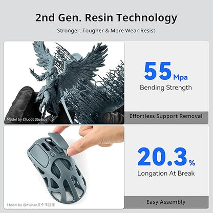 ANYCUBIC 2nd Gen Resin Technology ABS-Like Resin 2.0, 3D Printer Resin with High Toughness, More Precise Details, Low Odor, Wide Compatibility for All LCD Resin 3D Printers (Clear, 1kg)