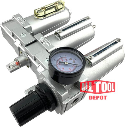 3 STAGE, HEAVY DUTY INDUSTRIAL GRADE FILTER REGULATOR COALESCING DESICCANT DRYER SYSTEM FOR COMPRESSED AIR LINE, METAL BOWLS, GREAT FOR PAINT SPRAY AND PLASMA CUTTER W/ELEMENTS(1/2"NPT, MANUAL DRAIN)