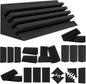 TroyStudio Bass Traps - 24 Pcs 4 X 4 X 12 Inches Dense Thick Studio Bass Foam Corner, Acoustic Treatment Panel Absorbing Echo Reverb, Low Frequency Sound Absorber for Music Room Home Recording