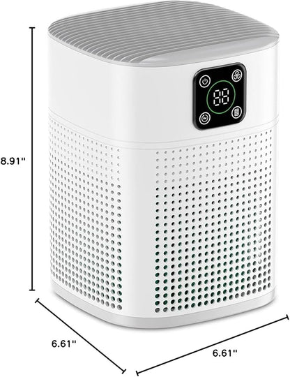 Air Purifiers for Bedroom, Honeyuan H13 HEPA Air Purifier for Home Large Room 1095 sqft, Air purifiers with 360°Air Intake, 3 Fan Speeds, 3-Stage Filtration, White
