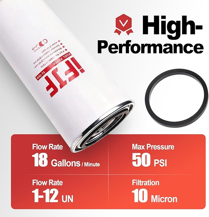 iFJF F1810PM0 Fuel Filter Element Spin-on Particulate Replacement for 1200KTG9075 Filter Head 18 GPM 1-12UN 10 Micron Carbon Steel Canister