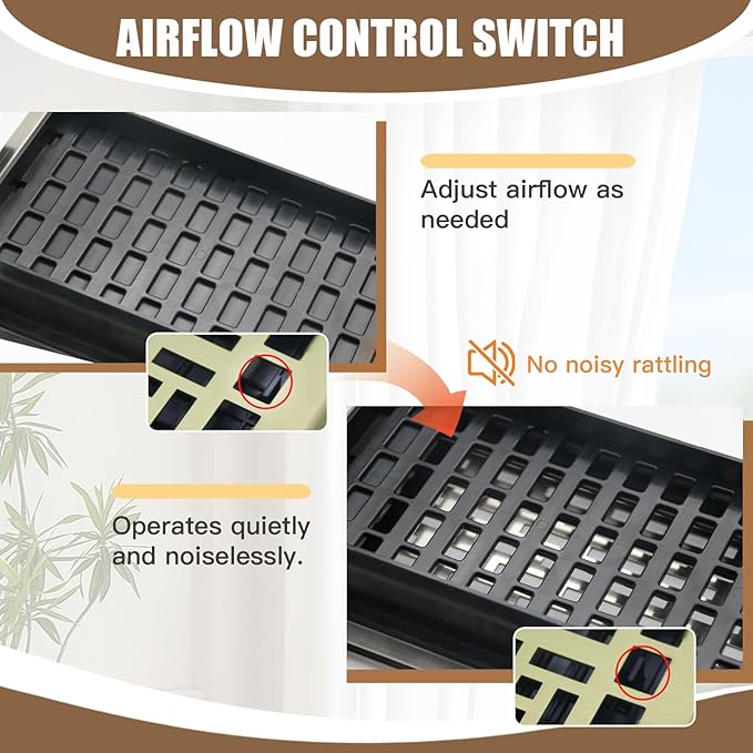 Floor Register Heavy Duty Walkable Steel Vent Register Brushed Gold Color 4X10 Inch Air Vent for Home Easy Adjust Air Supply Lever Floor Vent