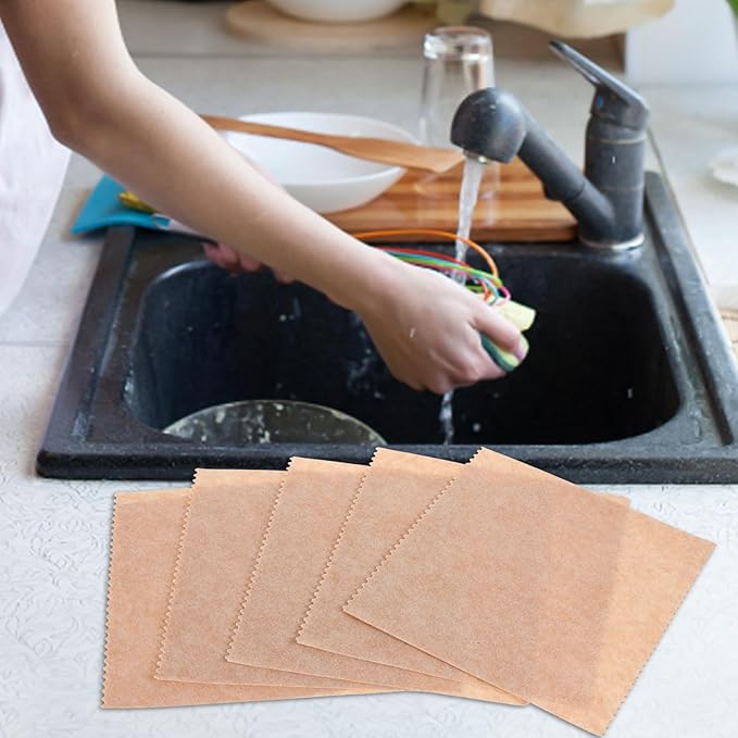 Happyyami 10pcs Loofah Dish Washing Towels 25x25cm Plant Kitchen Dishcloths Absorbent Oil-Resistant Utensil Scrubbers for Wet and Dry Use