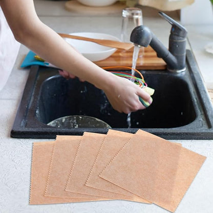 Happyyami 10pcs Loofah Dish Washing Towels 25x25cm Plant Kitchen Dishcloths Absorbent Oil-Resistant Utensil Scrubbers for Wet and Dry Use