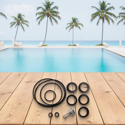 Sand Filter Pump Repair Kit with Air Release Valve O-Rings Seal Gasket Parts for Swimming Pool Equipment Maintenance Including L-Shaped O-Rings Tank Drain Valve Leaf Trap Replacement Components