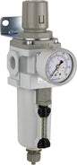PneumaticPlus SAW400-N04BG-MEP Compressed Air Filter Regulator Piggyback Combo 1/2" NPT - Metal Bowl, Manual Drain, Bracket, Gauge