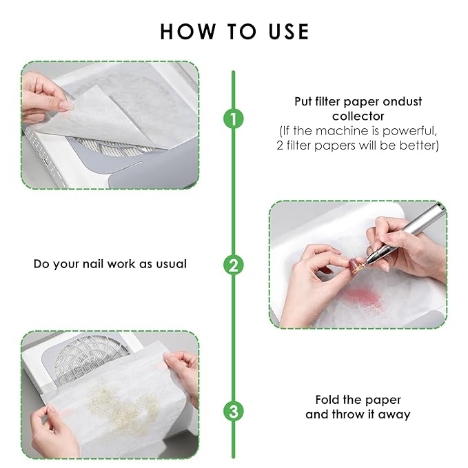 300 Sheets Nail Dust Collector Filter Paper: Disposable Dust Vacuum Filter for Most Nail Dust Fan Extractor Machine, Dust Cleaner Replacement Filter Paper Nail Tech Supplies Accessories for Home Salon