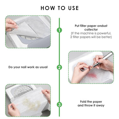 300 Sheets Nail Dust Collector Filter Paper: Disposable Dust Vacuum Filter for Most Nail Dust Fan Extractor Machine, Dust Cleaner Replacement Filter Paper Nail Tech Supplies Accessories for Home Salon