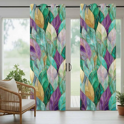 Leaves Outdoor Curtains for Patio Gorgeous Leaf Abstract Spring Waterproof Outside Curtains with Grommet Top Weatherproof Curtain for Cabana Pergola Gazebo, 1 Panel, 54" W x 108" L