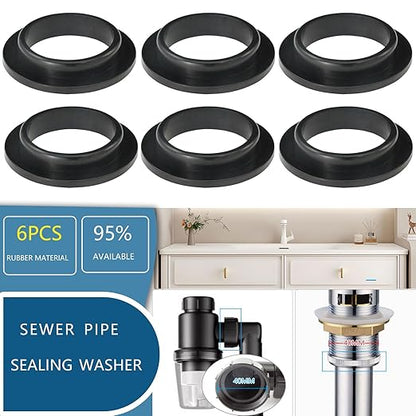 4PCS 40mm (1.57") Silicone Sealing Gaskets - L/O/Convex Shape Washers for Bathroom Sink Drain, Basin Waste Pipe & Odor-Proof Drainage