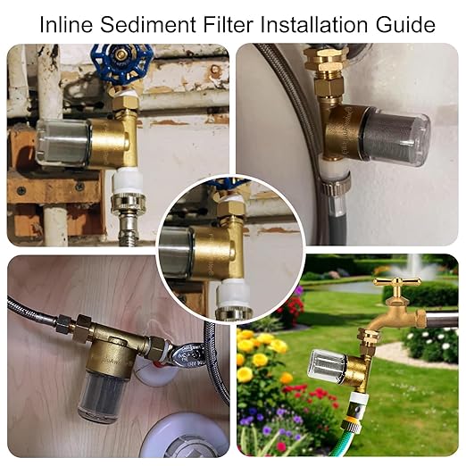 FA20 Brass Sediment Filter, Reusable Washer Water Filters, Traps Sand, Rust, 40 Micron Inline Water Filters for Washing Machines, Shower, Well