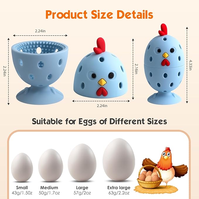 Egg Brush Cleaner, Egg Cleaner for Fresh Eggs, Cute Chick Shaped Egg Wash and Brush, Washing Egg Tool for Standard Sized Eggs (Blue)