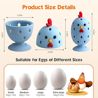 Egg Brush Cleaner, Egg Cleaner for Fresh Eggs, Cute Chick Shaped Egg Wash and Brush, Washing Egg Tool for Standard Sized Eggs (Blue)