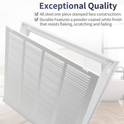 20"W x 20"H [Duct Opening Size] Steel Return Air Filter Grille - Removable Face/Door for 1 inch Filters -HVAC Vent Cover Grill - White [Outer Dimensions: 22 5/8"W X 22 5/8"H]