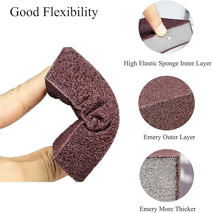 Nano Carborundum Sponge,Emery Sponge Kitchen Pot Brush with Handle,Scouring Pad Pot Scrubber,Pot Cleaner for Bottom of Pans,Wet Dry Sanding Sponges (Brown 02 * 3pcs)