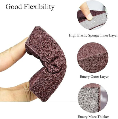 Nano Carborundum Sponge,Emery Sponge Kitchen Pot Brush with Handle,Scouring Pad Pot Scrubber,Pot Cleaner for Bottom of Pans,Wet Dry Sanding Sponges (Brown 02 * 5pcs)