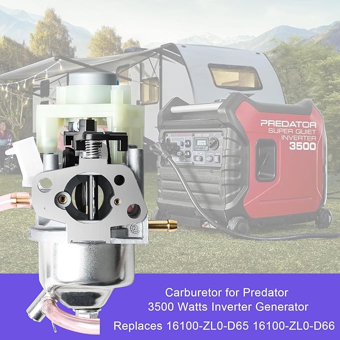 Carburetor for Predator 3500 Watts Inverter Generator 63584 Carb with Gaskets, Air Filter, Spark Plug, Fuel Line, Replace 16100-ZL0-D65 16100-ZL0-D66