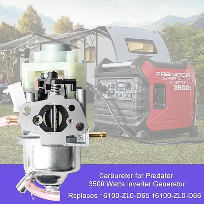 Carburetor for Predator 3500 Watts Inverter Generator 63584 Carb with Gaskets, Air Filter, Spark Plug, Fuel Line, Replace 16100-ZL0-D65 16100-ZL0-D66