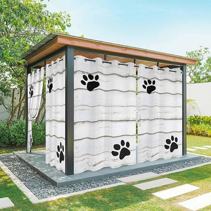 Wood Grain Outdoor Curtains for Patio Claws Animals Wooden White Waterproof Outside Curtains with Grommet Top Weatherproof Curtain for Cabana Pergola Gazebo, 2 Pack, 54" W x 95" L