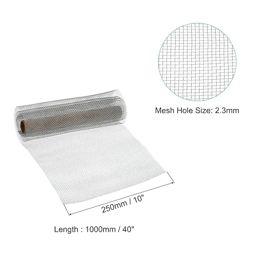 PATIKIL 40" L x 10" W Woven Wire Mesh, 10 Mesh 316L Stainless Steel Air Vent Filter Screen for Window Security Vent Cover Filtration Animals Fence
