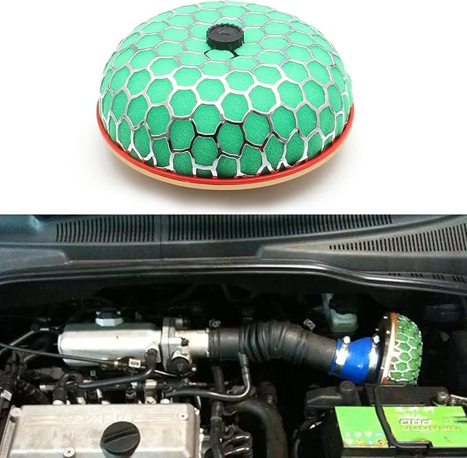 3.15" High Flow Air Intake Mushroom Filter Washable Sponge Honeycomb Mesh Air Filter (Green)