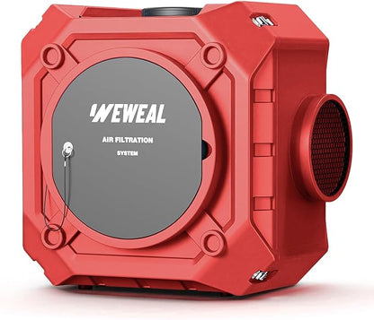 Commercial Air Scrubber, Negative Air Machine with 550 CFM, Stackable Heavy Duty Air Cleaner with MERV-10/ HEPA/Activated Carbon Filter for Home, Cnstruction Sites, Red