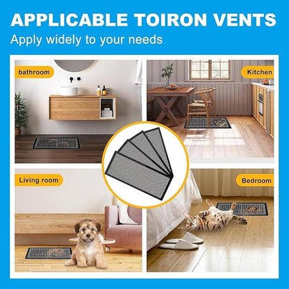 4 PCS Magnetic Vent Covers - 4.7"x10.2" Magnetic Air Vent Screen - for Floor/Wall/Ceiling Registers - Easy Install, Secure Fit - Durable(Fits Registers 5" to 6" W x 10" to11" L)