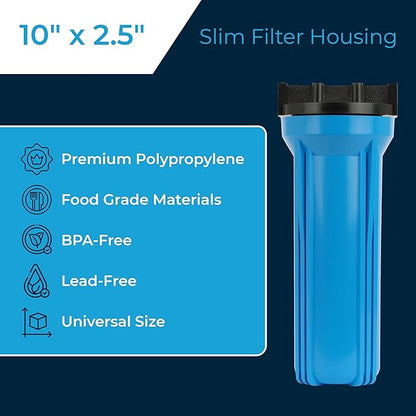 SpiroPure 10x2.5 Water Filter Housing Slim 10 inch / 10 x 2.5 Standard Housing, 1/4" NPT