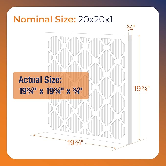 NaturalAire 20x20x1 Pleated Air Filter - Odor Eliminator with Baking Soda, 4-Pack of MERV 8. Controls Household Odors and Traps Harmful Airborne Particles, Lasting Up To 90 Days. 84857.012020
