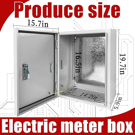 Electrical Box 20 x 16 x 6 Inch Indoor Outdoor Electrical Enclosure Box Steel Junction Box Wall Mounted Universal Electrical Project Box with Safety Locks and Mounting Plates