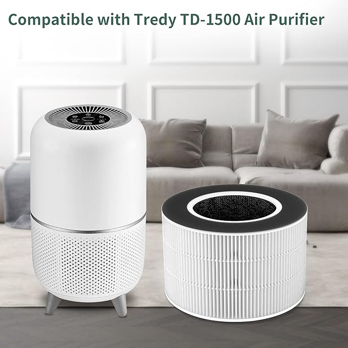 4 Packs TD-1500 Replacement Filter Compatible with Tredy TD-1500 TD-1500BM Purifier, 4 Stages Filtration