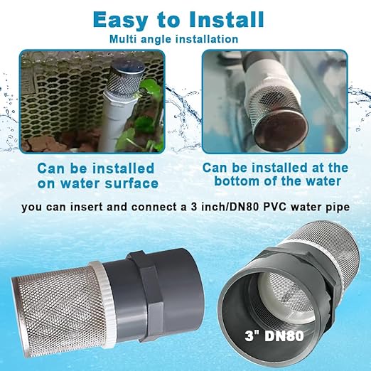 3 inch stainless steel filter DN80/3" Grey PVC Suction Strainers used to remove debris and reduce solid entry （1pcs）