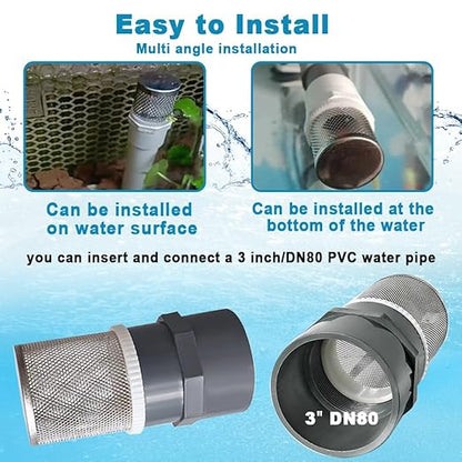 3 inch stainless steel filter DN80/3" Grey PVC Suction Strainers used to remove debris and reduce solid entry （1pcs）