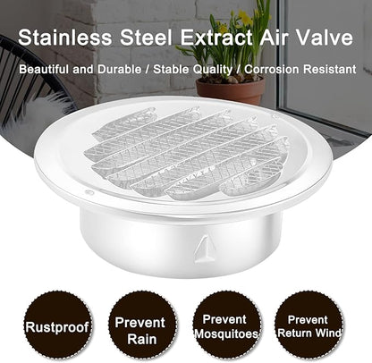 Zonon 12 Pcs Stainless Steel Soffit Vents 4 Inch Round Dryer Vent Cover with Mesh Screen for Home Outdoor Bathroom Wall Ceiling Outside Exterior Exhaust (White)