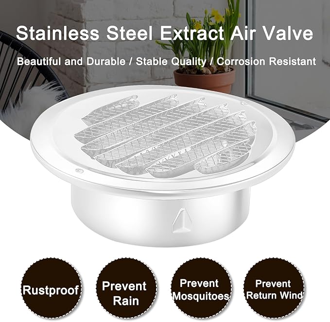 Zonon 36 Pcs Stainless Steel Soffit Vents 4 Inch Round Dryer Vent Cover with Mesh Screen for Home Outdoor Bathroom Wall Ceiling Outside Exterior Exhaust (White)