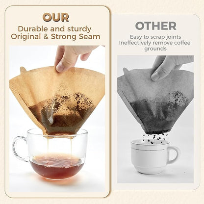 200 Count #4 Cone Coffee Filters 8-12 Cup, Unbleached Natural Paper, Disposable coffee filters 4 cone paper, Filters Paper Compatible with Ninja Coffee Filters, Pour Over and Drip Coffee Maker