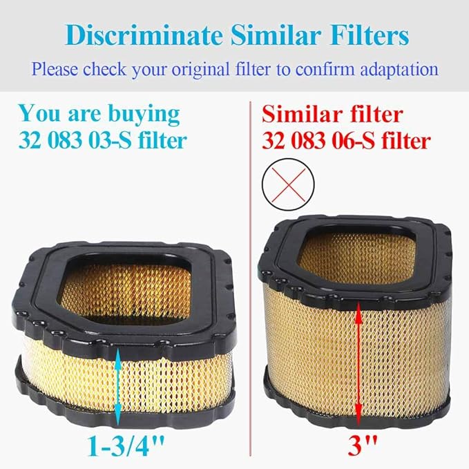 HOODELL 32 083 03-S Air Filter for Kohler Courage Engine SV710 SV715 SV720 SV730 SV735 SV740 Cub Cadet Lawn Mower, Replace 32 083 03 KH-32-883-03-S1 Air Filter