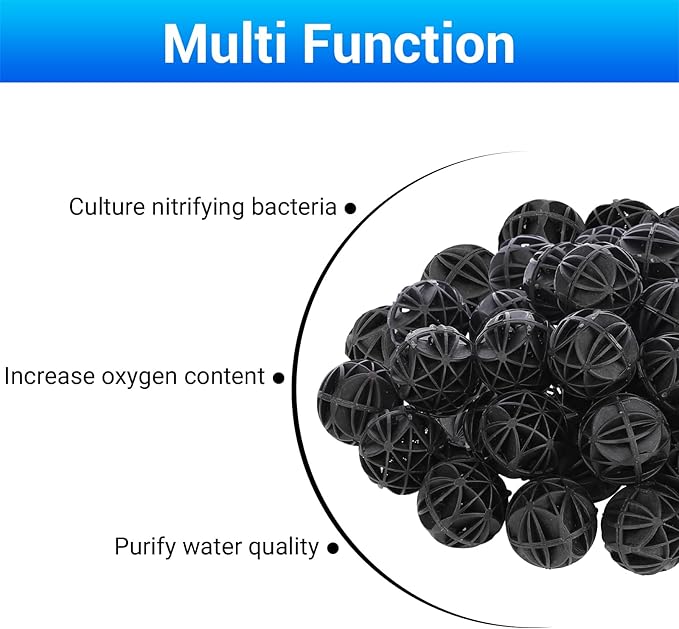 Segarty Aquarium Bio Balls, 1 inch Koi Pond Filter Media Bio Ball with Sponge for Aquarium Filter Canister Filter Biological Filtration for Freshwater Marine Fish Tank Sump (100 PCS with Mesh Bag)