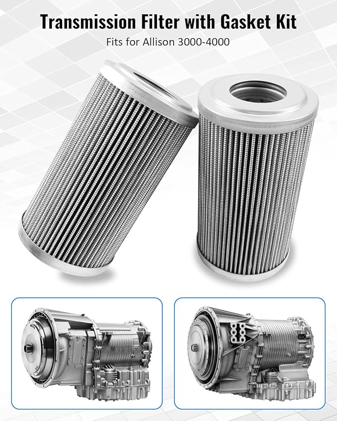 Transmission Filter Kit Fits for Allison 3000-4000, 6 Inch Includes Gaskets and O-Rings, Replace 29548988 29558118 29558329 P560971
